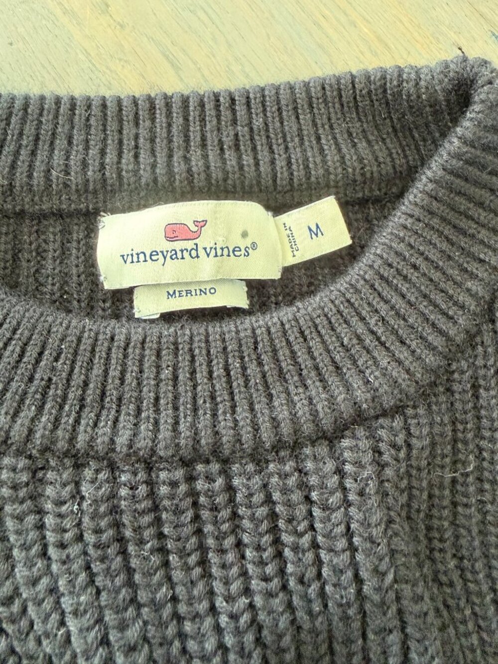 Vineyard Vines Women's Merino Wool Crewneck Cable Front Navy Sweater Size M